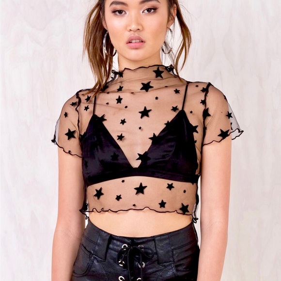 black mesh top stars